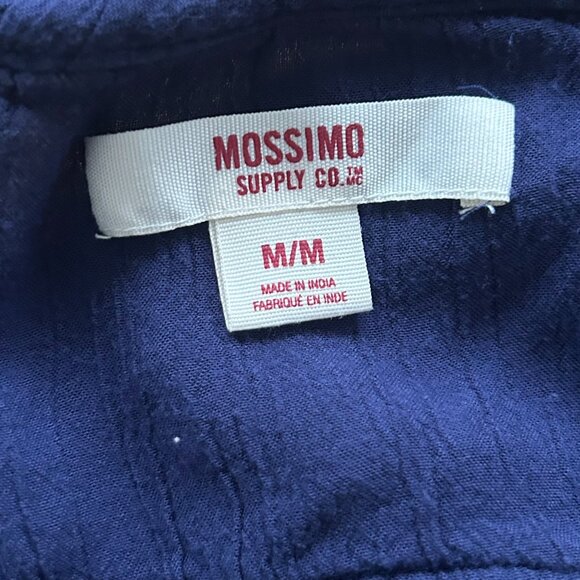 Mossimo Dark Blue Peasant Blouse Embroidered Panel Tassel Tie Size M - Picture 2 of 8